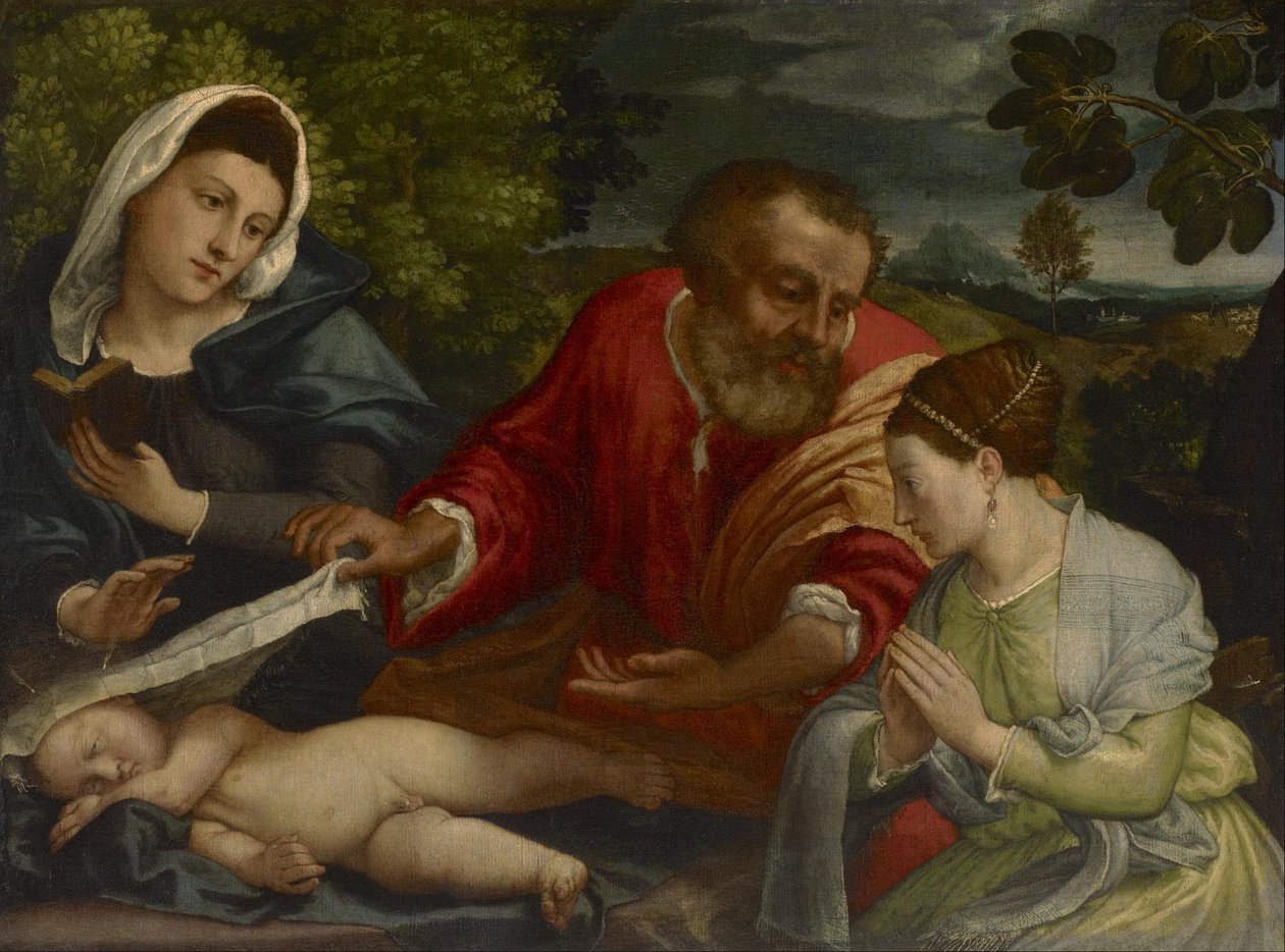 The Holy Family with a Donatrix as Saint Catherine of Alexandria av Lorenzo Lotto