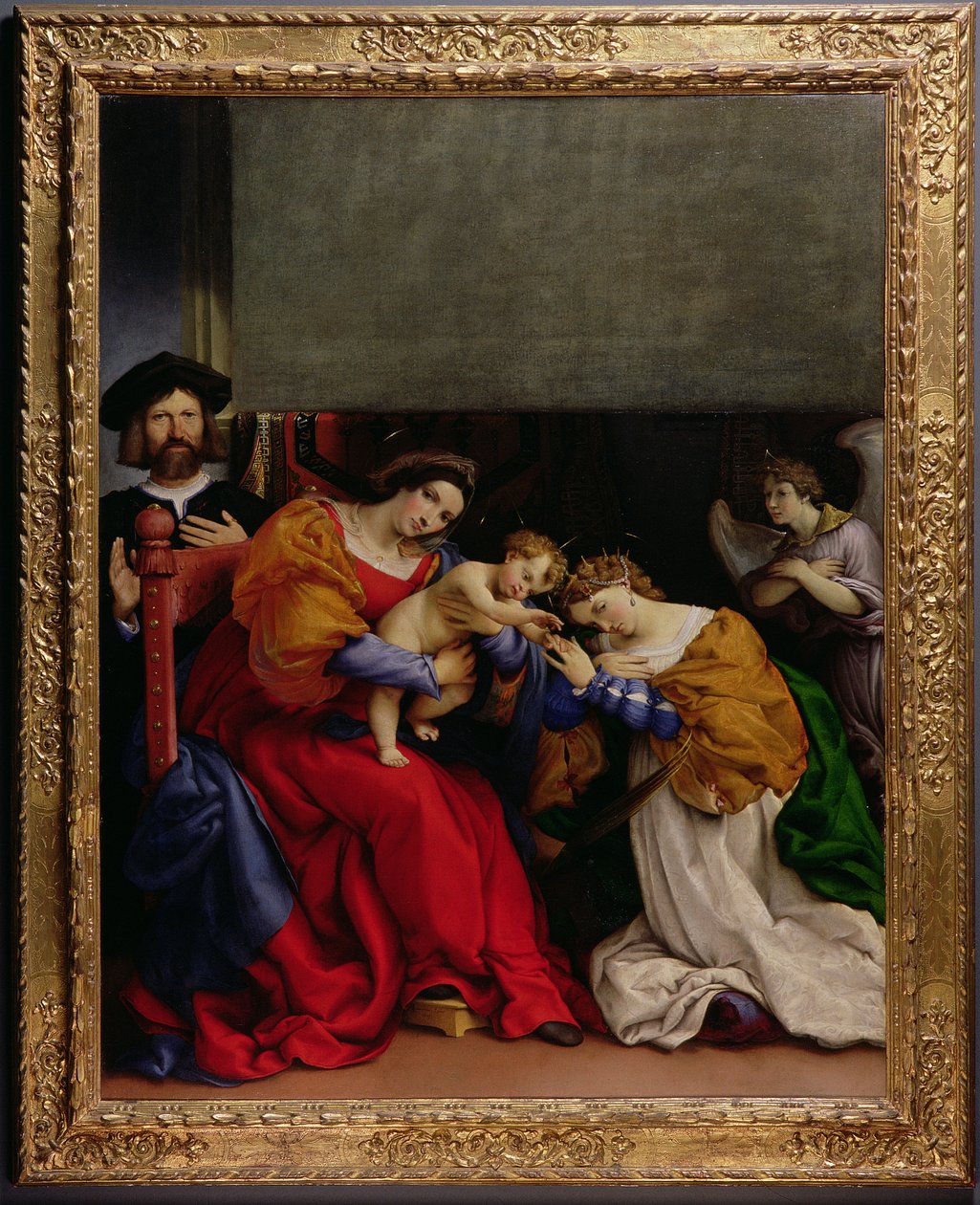 The Mystic Marriage of St. Catherine with the Patron Niccolo Bonghi, 1523 av Lorenzo Lotto