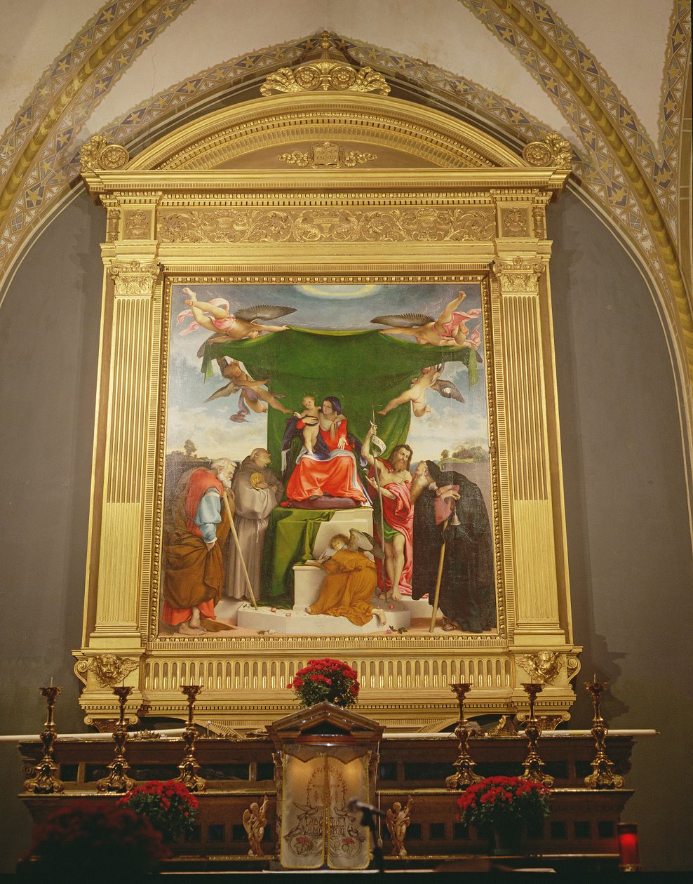 Jungfrun och barnet med de heliga på tronen, 1521 av Lorenzo Lotto