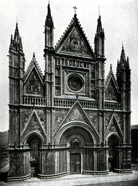 Fasad av Duomo, designad av Lorenzo Maitani (före 1275-1330) av Lorenzo Maitani