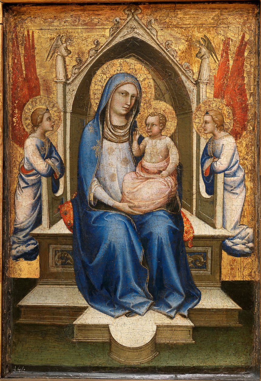 Madonna Enthroned between Two Adoring Angels, c.1400 (panel) av Lorenzo Monaco