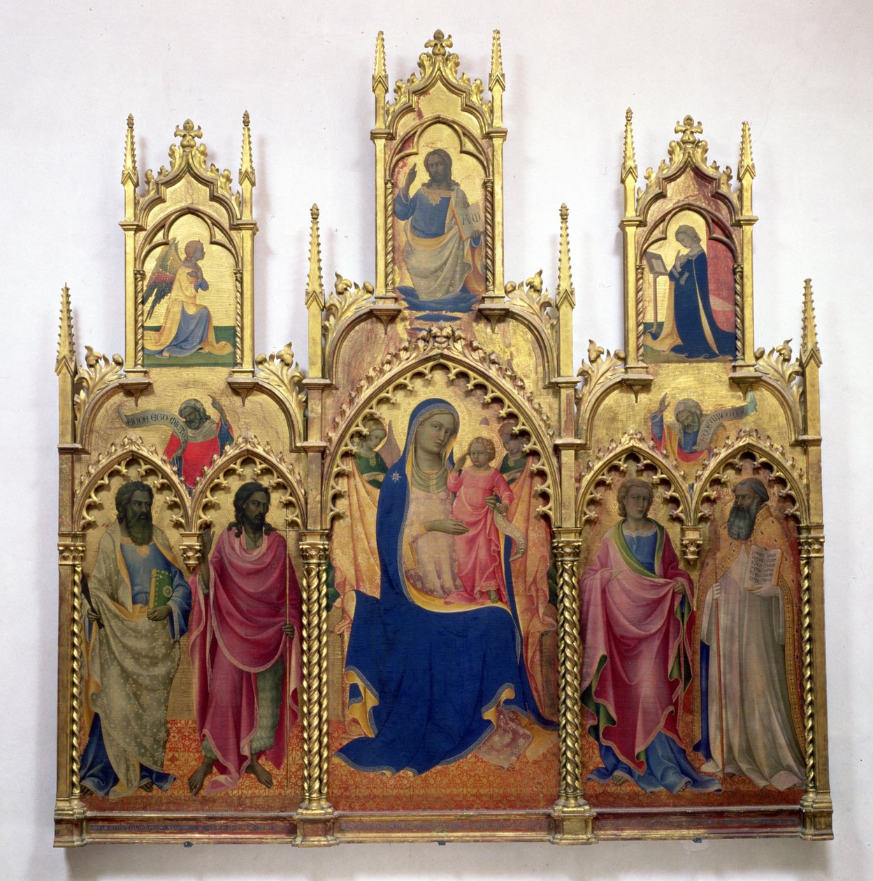 Madonna och barn med heliga (tempera på panel) av Lorenzo Monaco