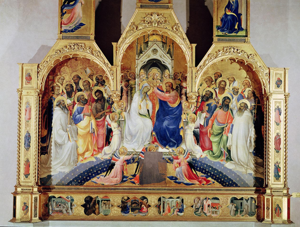Jungfruns kröning (tempera och bladguld på panel) av Lorenzo Monaco