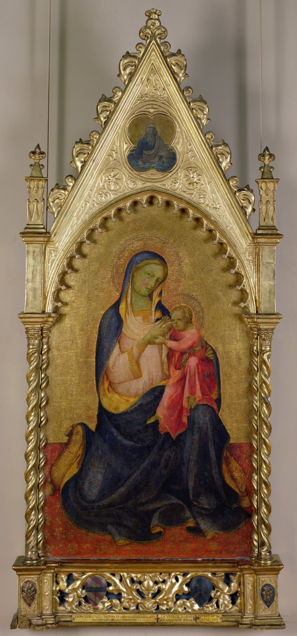 Jungfrun och barnet (tempera på panel) av Lorenzo Monaco