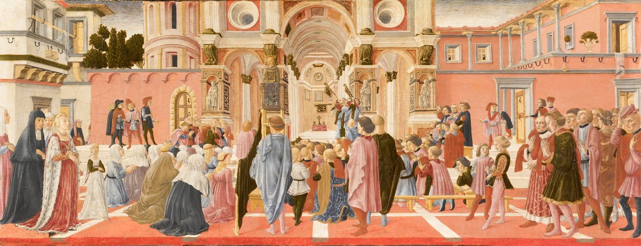 St Bernardino Preaching av Lorenzo di Pietro Vecchietta
