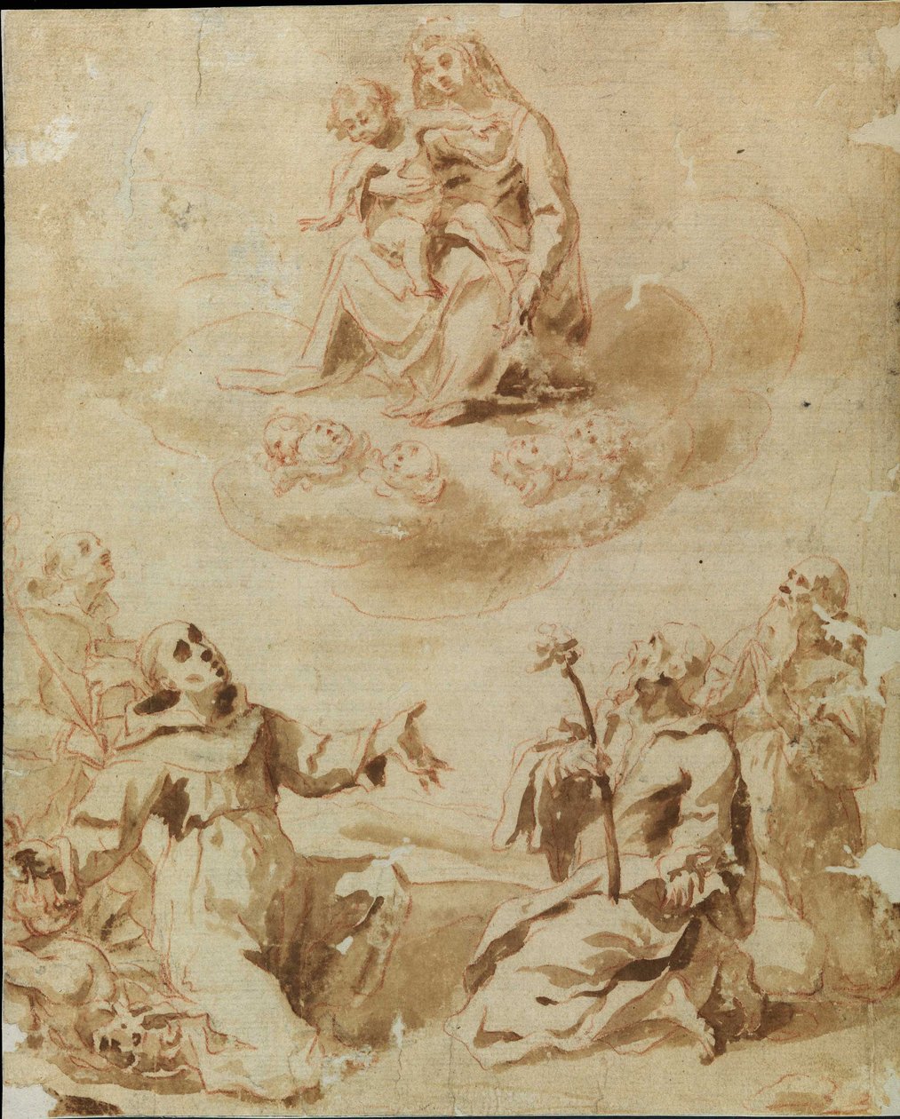 Madonna och barn tillbedda av fyra helgon av Lorenzo Sabbatini
