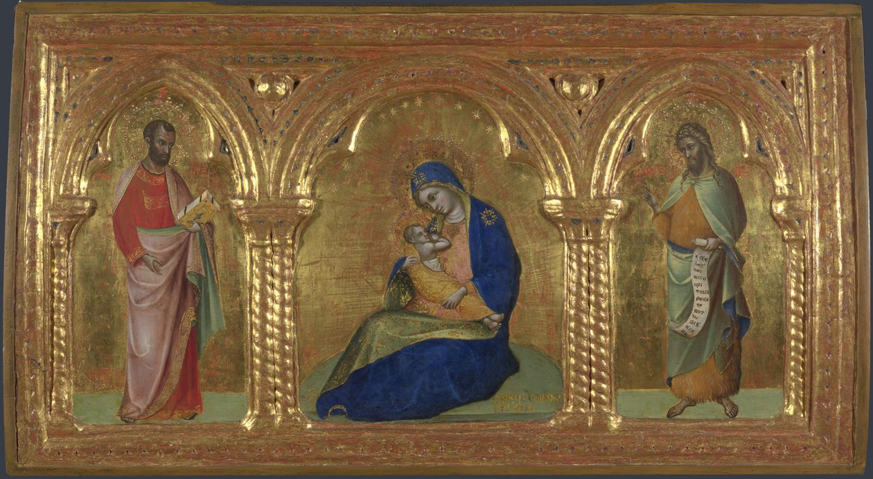 Madonna av ödmjukhet med Saints Mark och John av Lorenzo Veneziano