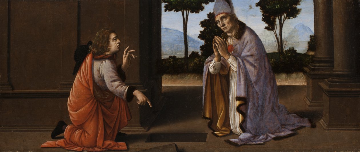 A Miracle of Saint Donato of Arezzo, ca. 1479-85 (tempera på panel) Sverige av Lorenzo di Credi