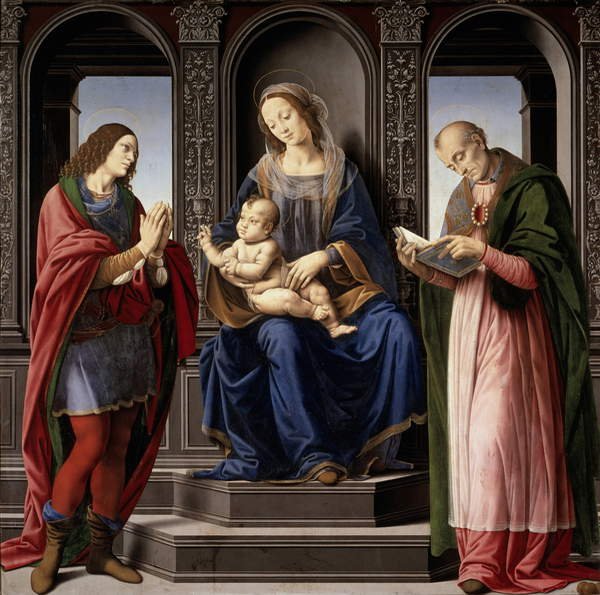 Madonna och barn med SS. Julian och Nicholas av Lorenzo di Credi
