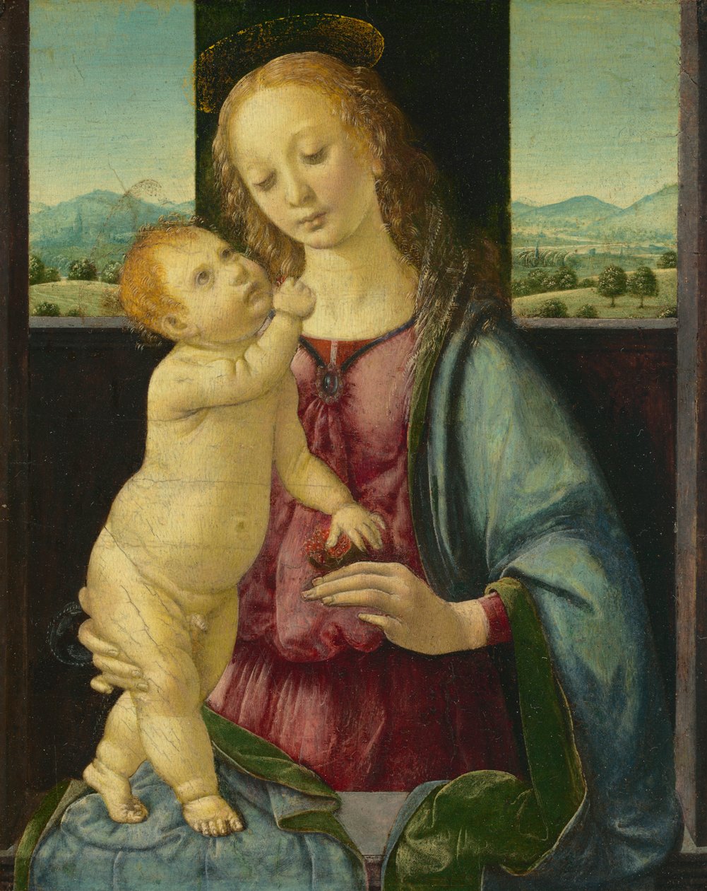 Madonna och barn med ett granatäpple, 1475-80 av Lorenzo di Credi