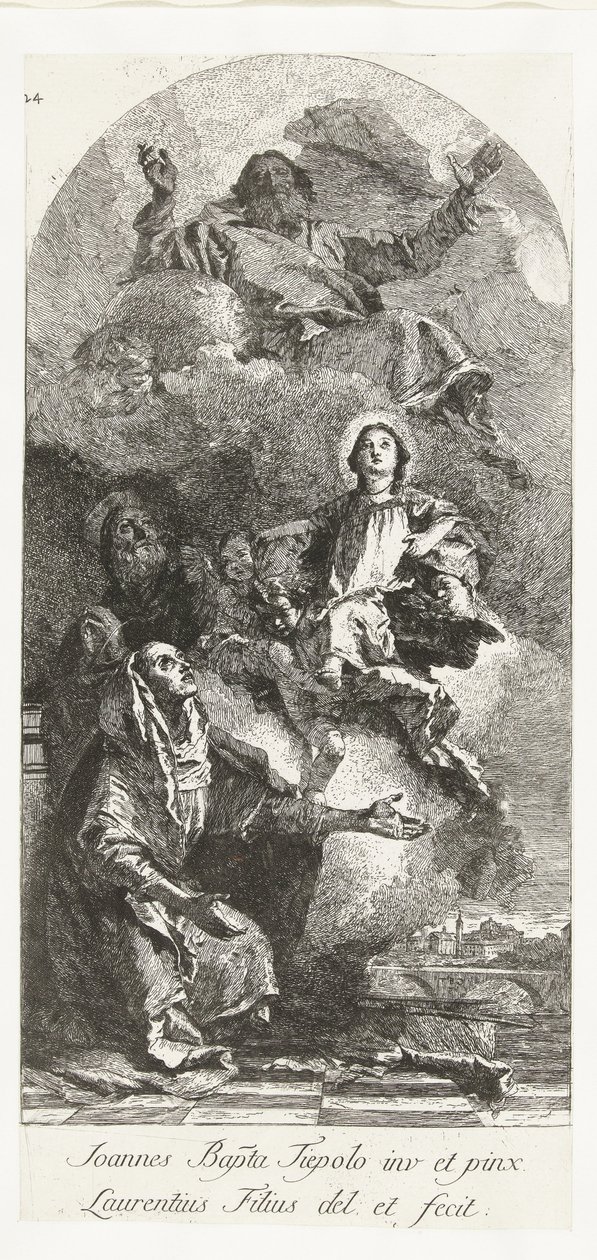 Sts Joachim och Anna med Gud Fadern och Jungfrun Sankta Anna och Joachim med Maria och Gud Fadern av Lorenzo Baldissera Tiepolo