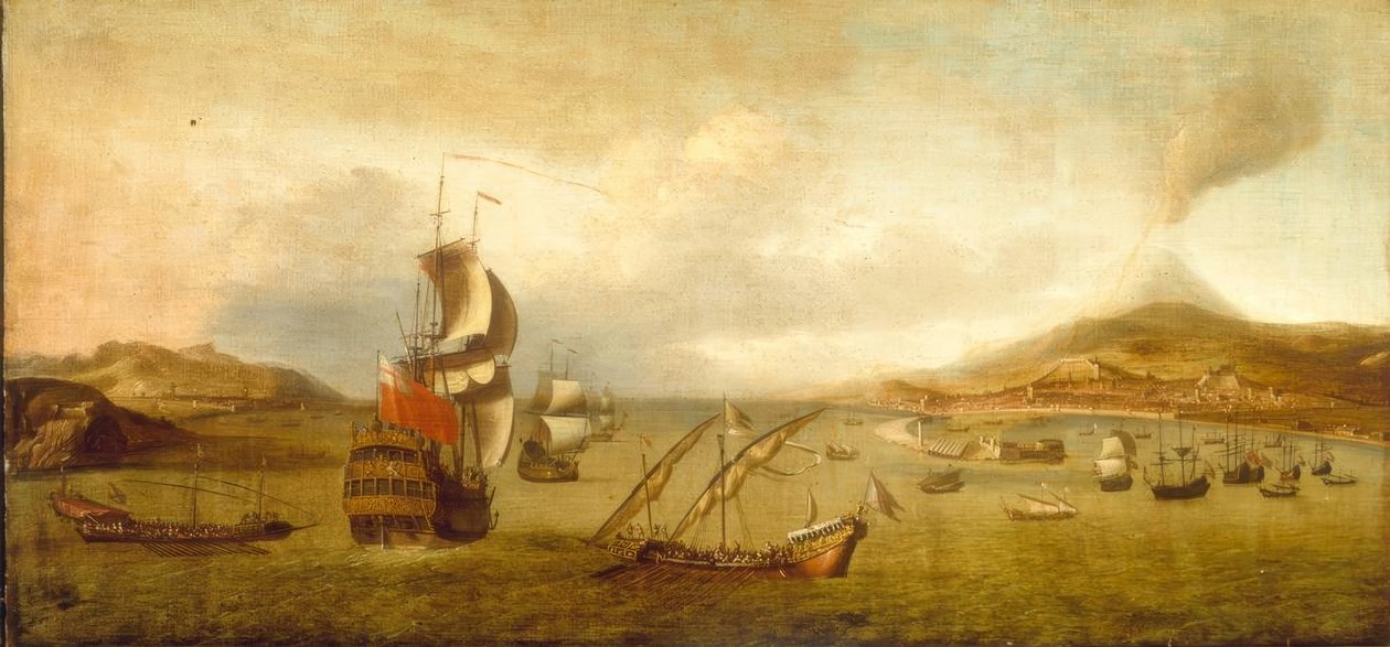 Brittisk skvadron och levantinska galärer i havet av Lorenzo Castro