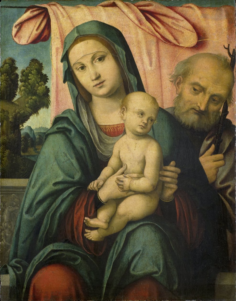 Den heliga familjen av Lorenzo Costa (attributed to)