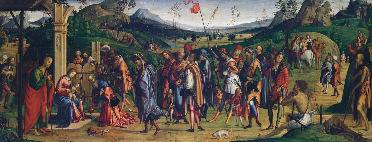 Tillbedjan av Magi av Lorenzo Costa