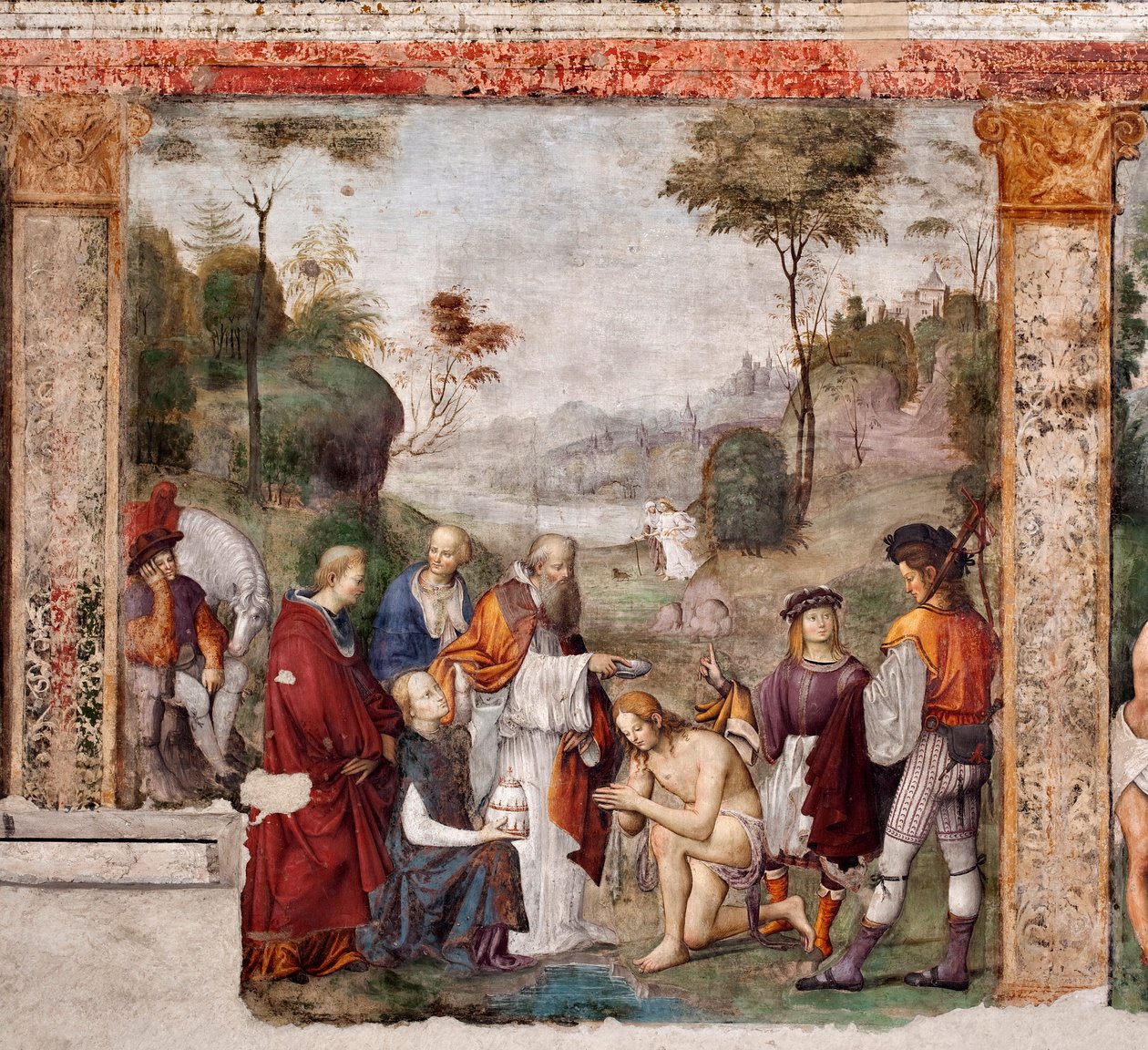 St. Ceciles liv: St Valerianus döpt av Urban I (fresk av Lorenzo Costa