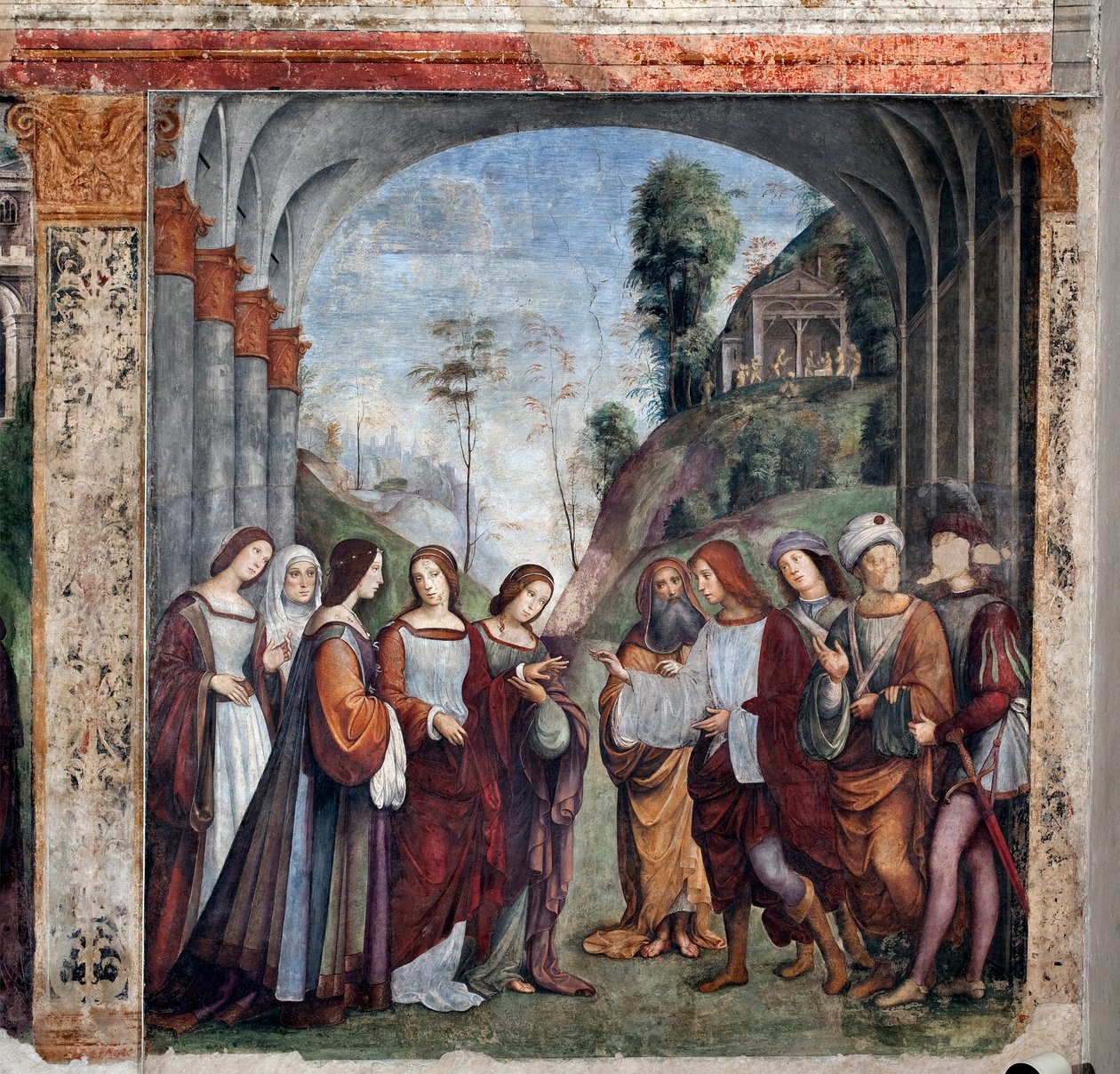 Life of St Cecilia: Wedding of St Cecilia and Valerianus (fresk av Lorenzo Costa