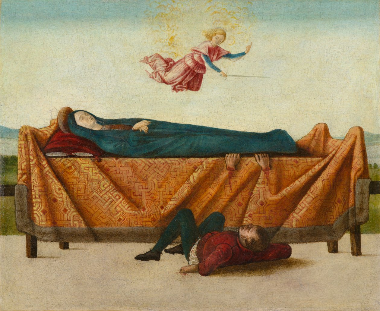 The Miracle of the Catafalque (panel B), cirka 1500-1506 (tempera på panel) av Lorenzo Costa