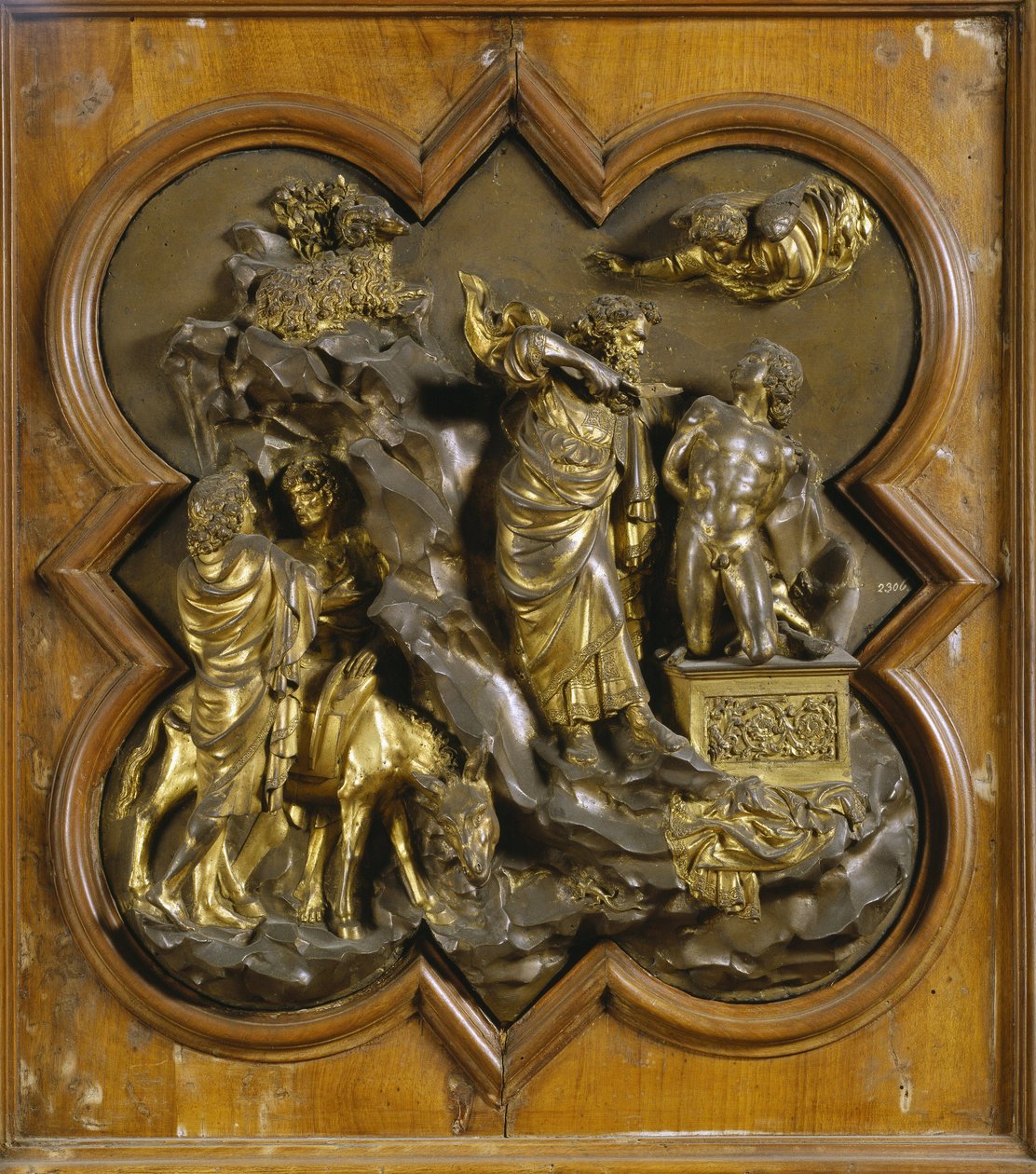 Isaks offer. Originalpanel av Porte du Paradis (östra dörren till dopkapellet), efter restaurering. Gyllene brons av Lorenzo Ghiberti (1378-1455), 1425-52. Museo dell Bargello, Florens. © Raffael / Leemage854 av Lorenzo Ghiberti