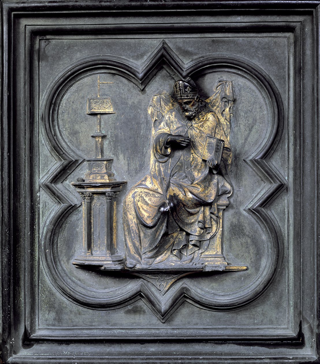 St Augustine, panel H i norra dörrarna till baptisteriet i San Giovanni, 1403-24 (brons) av Lorenzo Ghiberti