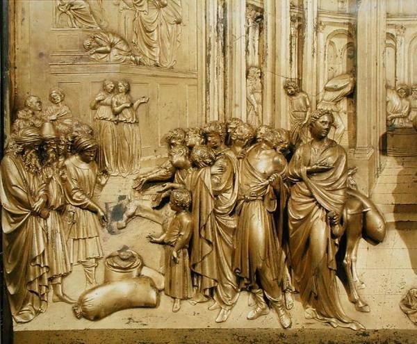 The Story of Joseph, detalj av fyndet av Silver Cup, från originalpanelen från East Doors of the Baptistery av Lorenzo Ghiberti