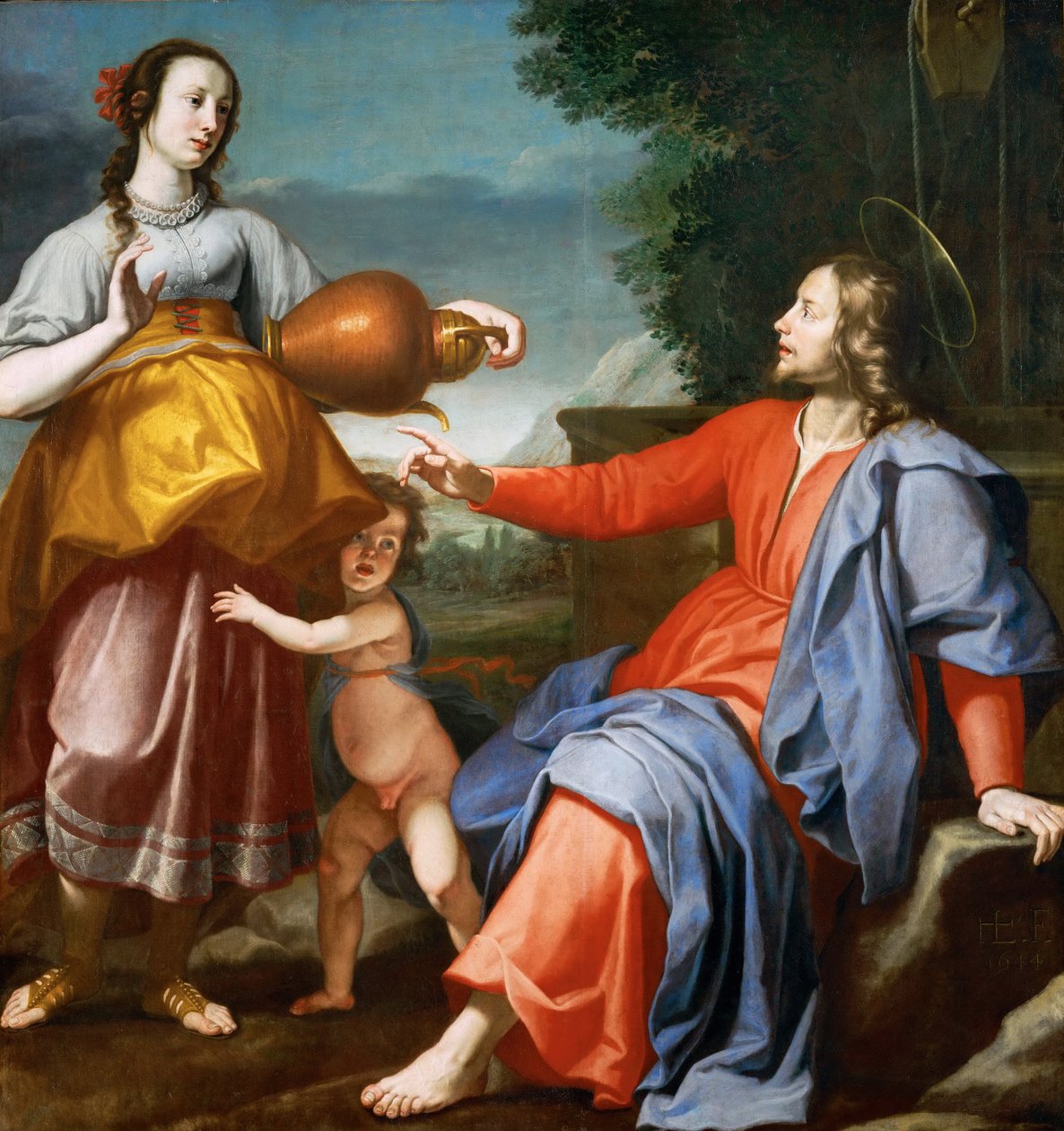 Jesus Christ et la Samaritgaine - Kristus och den samaritanska kvinnan - Lorenzo Lippi (1606-1665). Olja på duk av Lorenzo Lippi