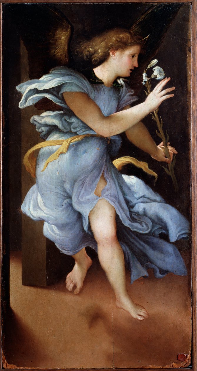 Bebådelsens ängel - målning av Lorenzo Lotto