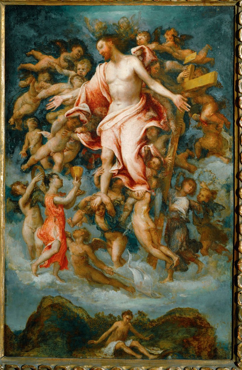 Kristus donerar sitt blod (poppelträ) av Lorenzo Lotto