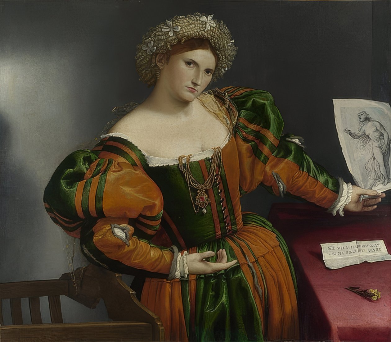 Porträtt av en kvinna (Lucretia). Omkring 1530-32 av Lorenzo Lotto