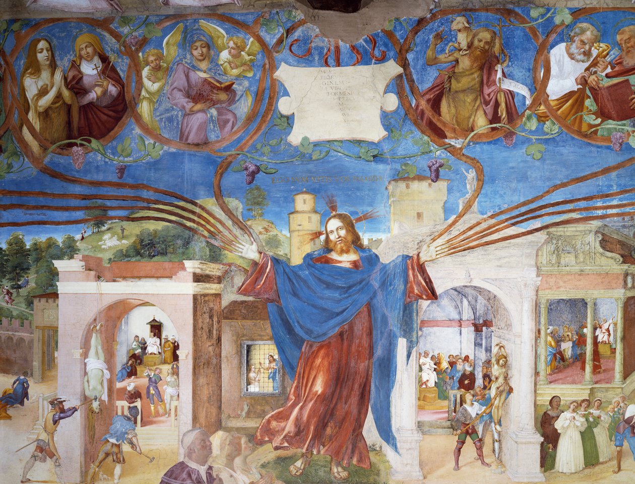 Jesus Kristus, detalj av Saint Barbaras martyrskap, från berättelserna om Saint Barbara av Lorenzo Lotto