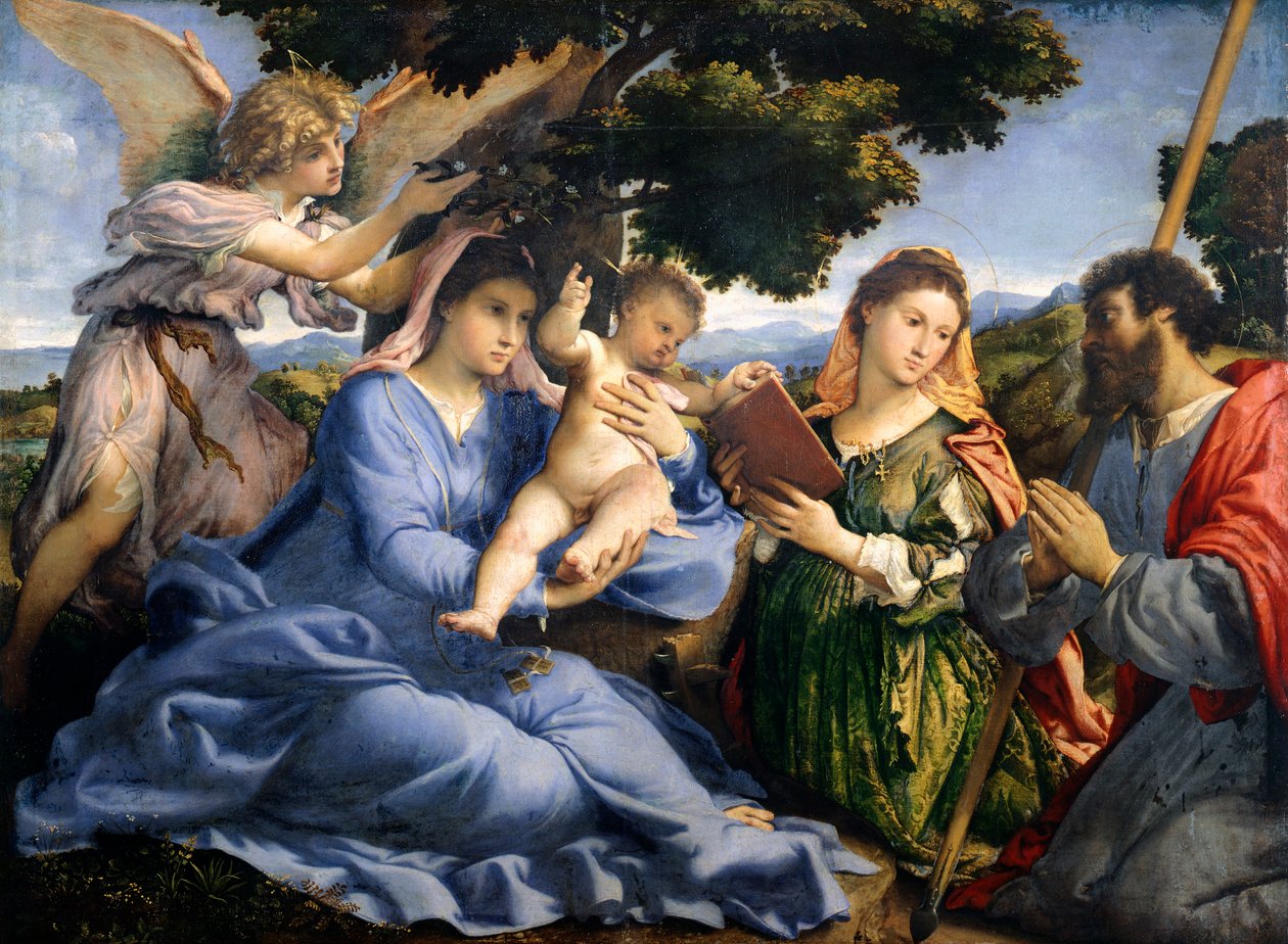 Madonna och barn mellan de heliga Katarina av Alexandria och Thomas av Lorenzo Lotto (1480 ca-1556), olja på duk av Lorenzo Lotto