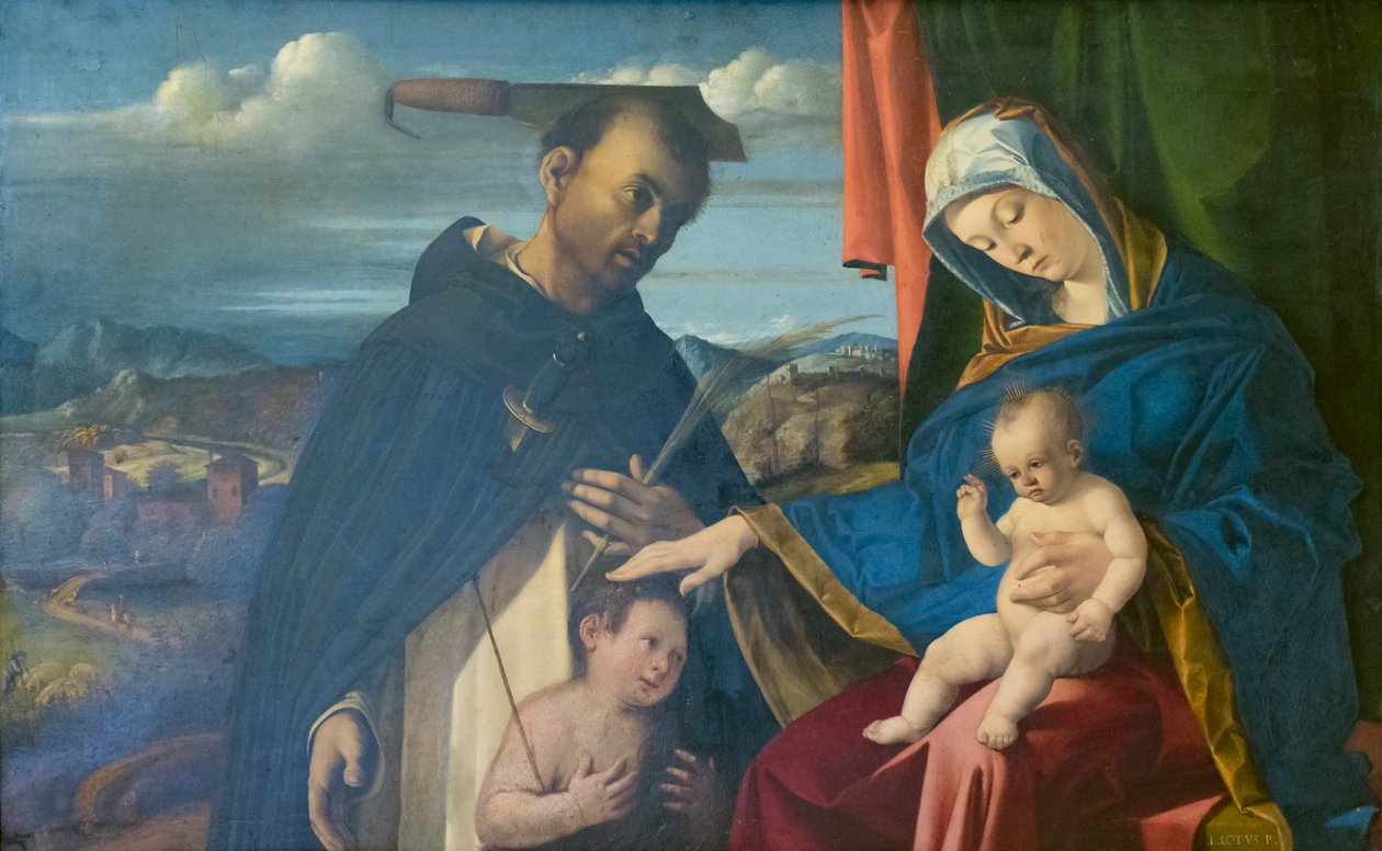 Madonna och barn med St Peter martyr av Lorenzo Lotto