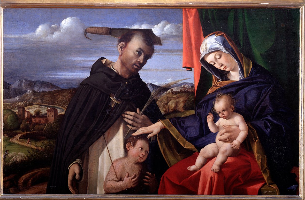 Madonna och barn med St Peter av Verona av Lorenzo Lotto