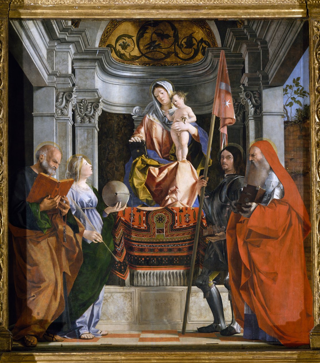 Madonna med barn och helgon, detalj från Santa Cristina al Tiverone altartavla av Lorenzo Lotto