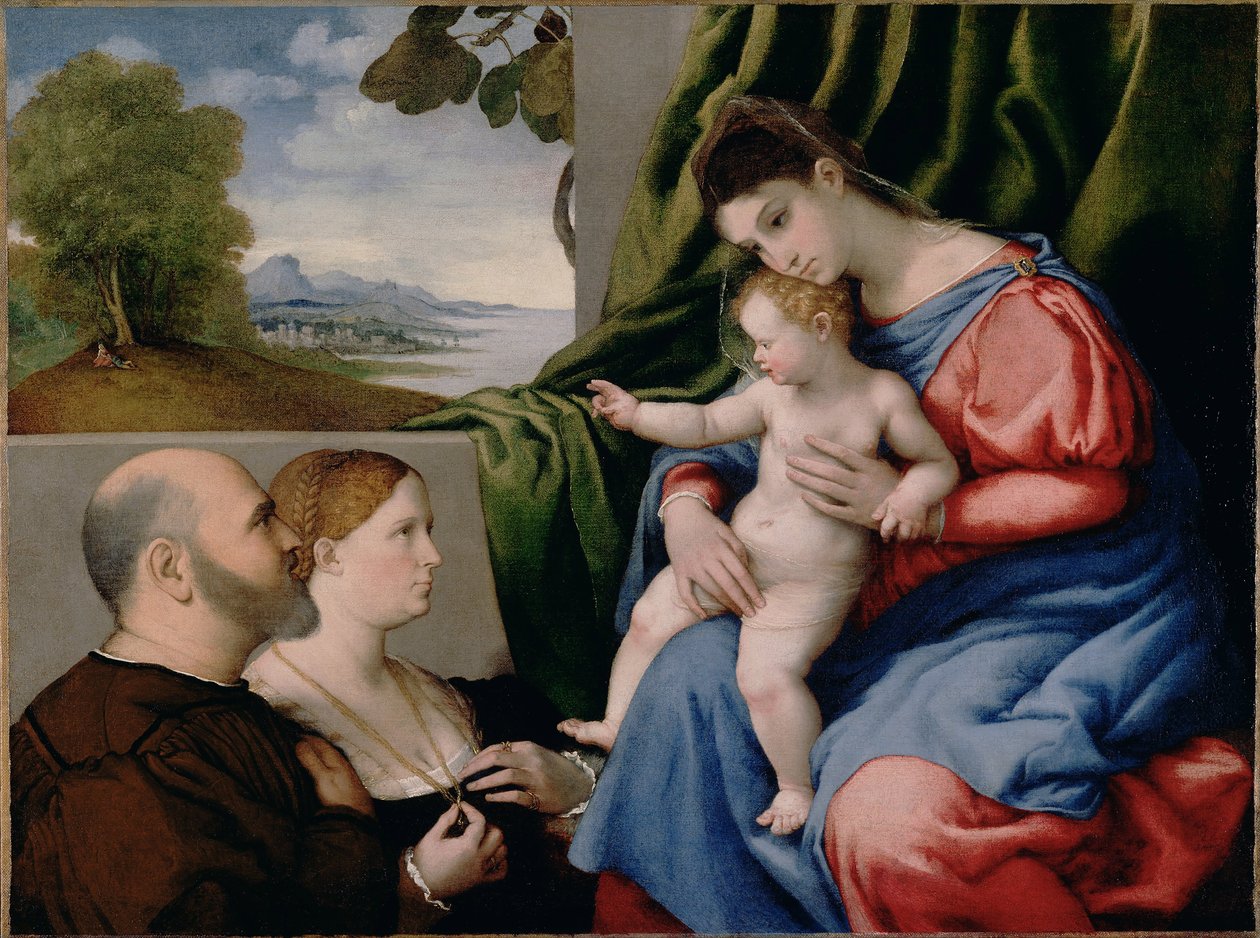 Madonna med barn och två donatorer, 1525-1530 av Lorenzo Lotto