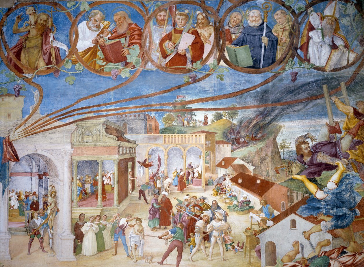 Martyrdom of Saint Barbara, detalj från Stories of Saint Barbara av Lorenzo Lotto