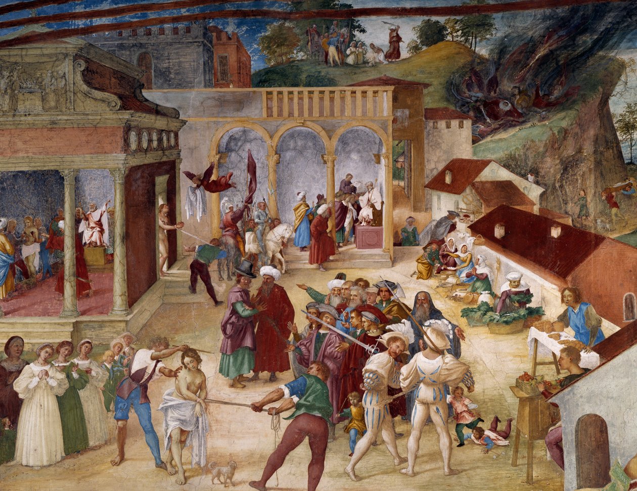 Martyrdom of Saint Barbara, freskdetalj från Stories of Saint Barbara av Lorenzo Lotto