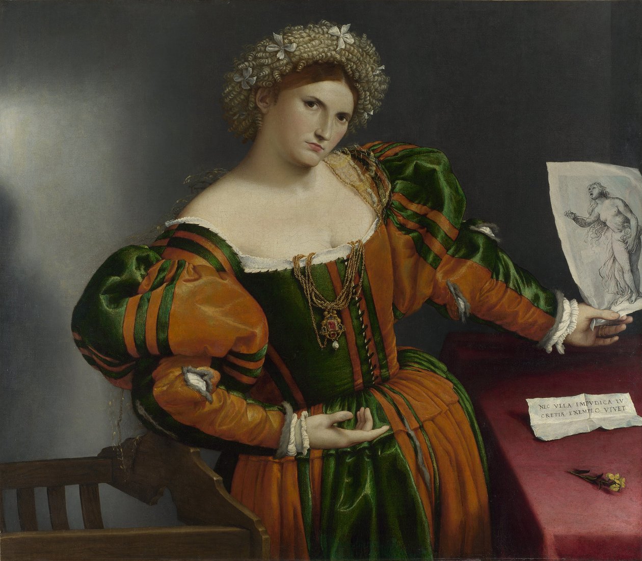 Porträtt av en kvinna, inspirerat av Lucretia av Lorenzo Lotto