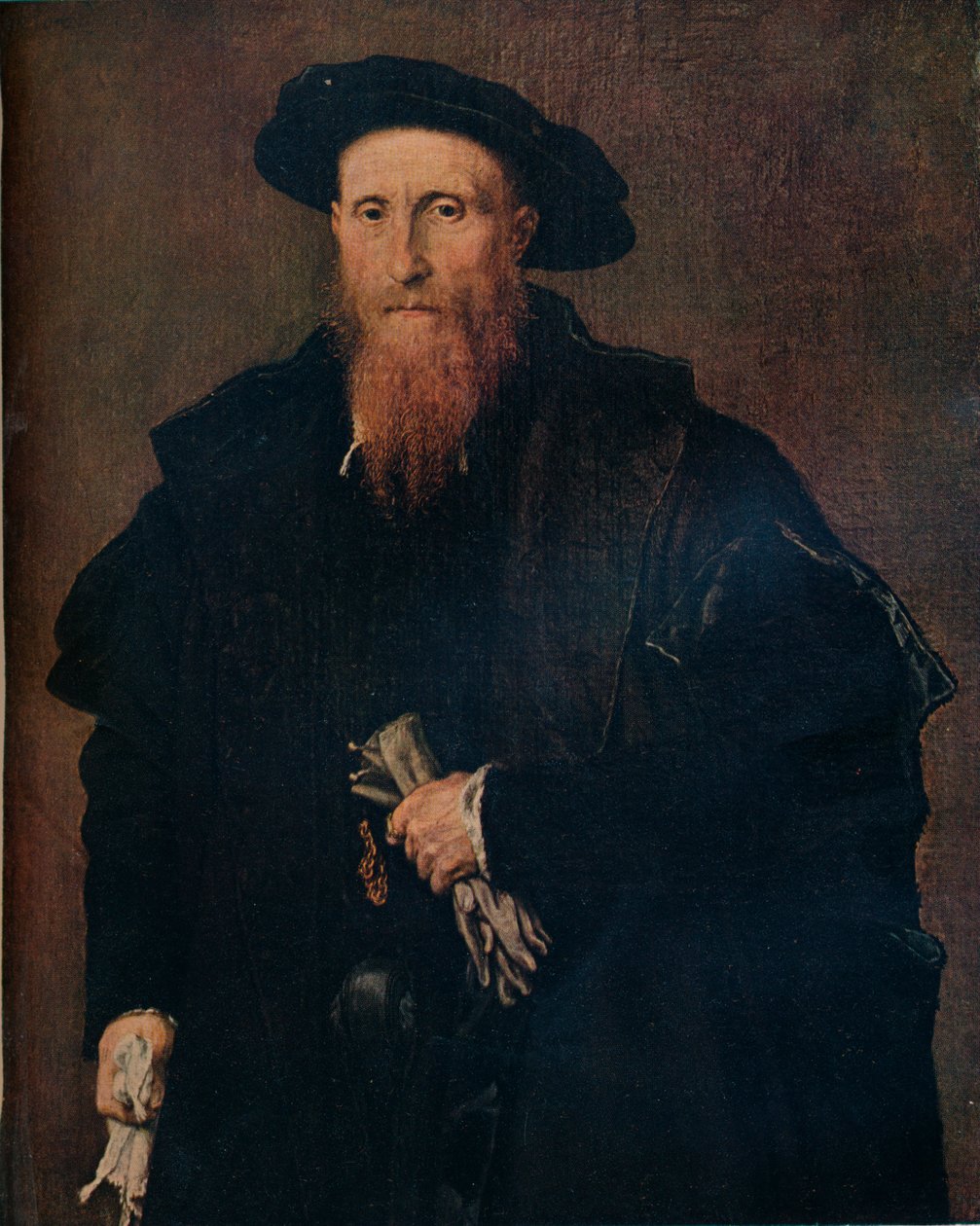 Porträtt av en gentleman med handskar, 1543, 1930. av Lorenzo Lotto