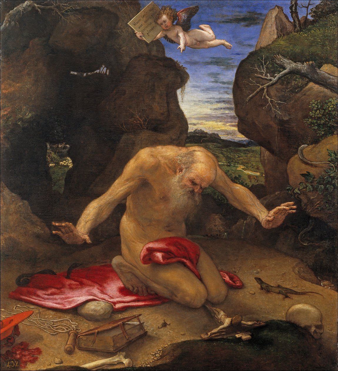 Saint Hieronymus - Lotto, Lorenzo (1480-1556) - 1546 - Olja på duk - 99x90 - Museo del Prado, Madrid av Lorenzo Lotto