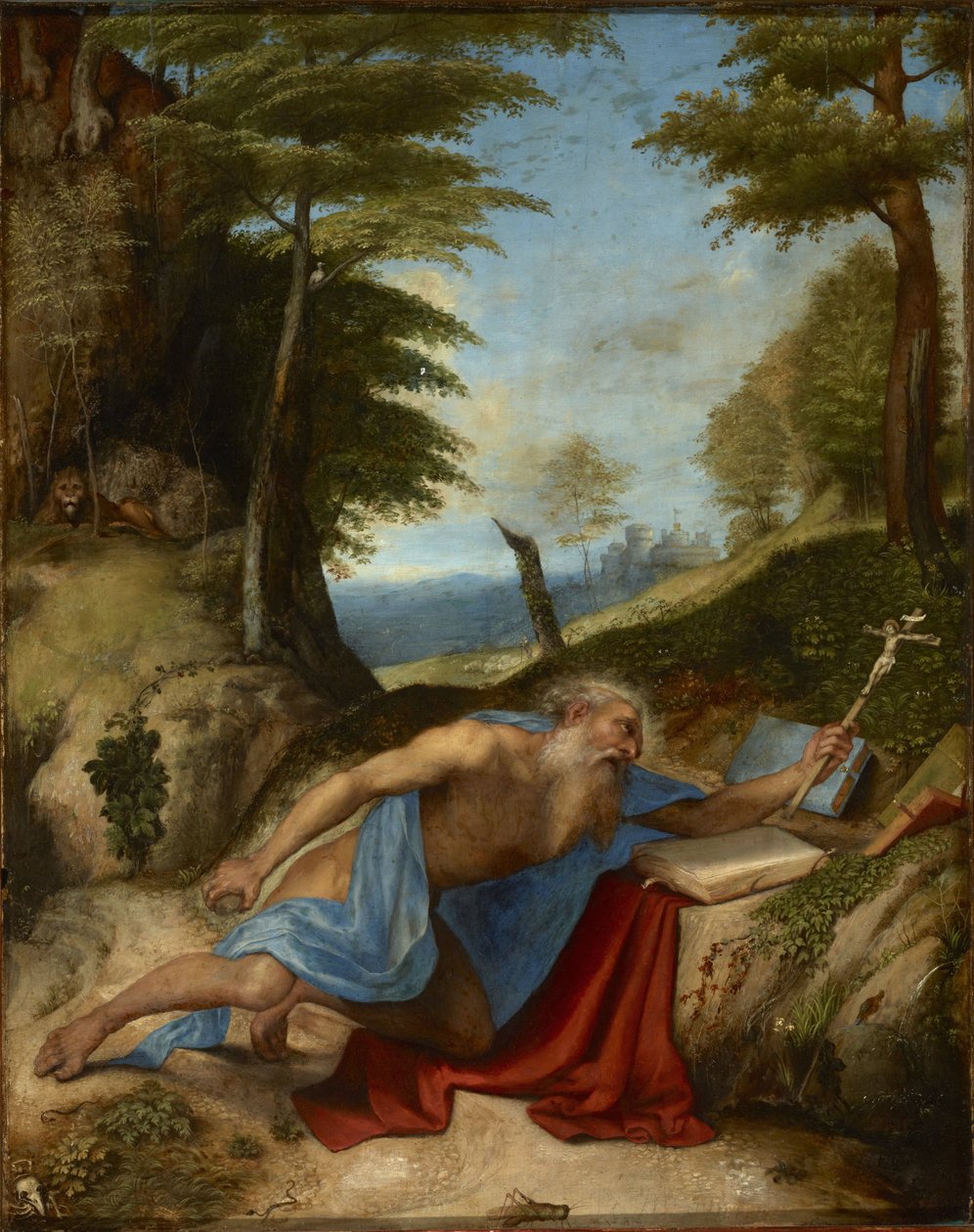 Saint Hieronymus penitent - Den botfärdige Saint Hieronymus, av Lotto, Lorenzo (1480-1556). Olja på trä, c. 1513. Mått : 55,8x40 cm. Muzeul National Brukenthal, Sibiu av Lorenzo Lotto
