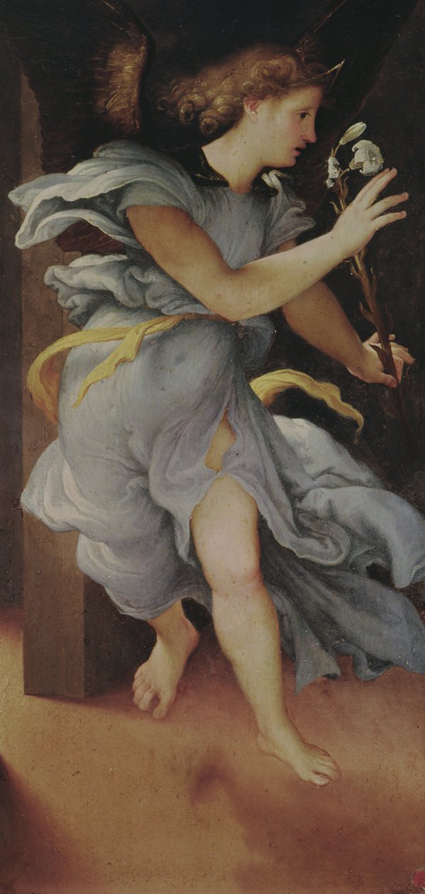 Ärkeängeln Gabriel, vänster panel från bebådelsen (se även 228514) av Lorenzo Lotto
