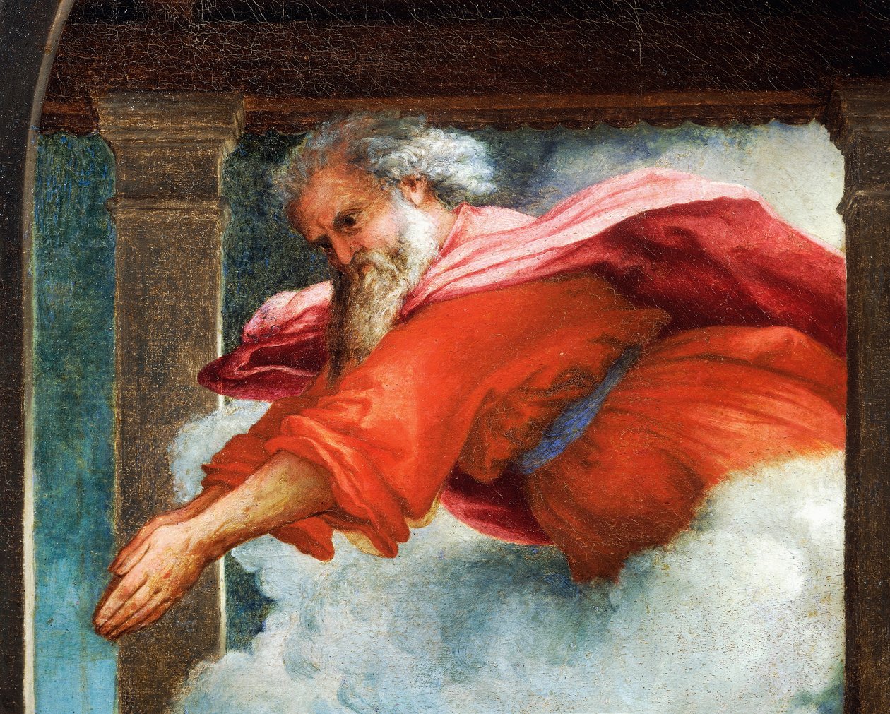 Den evige fadern, detalj från bebådelsen, ca 1434, av Lorenzo Lotto (1480-1556), olja på duk av Lorenzo Lotto