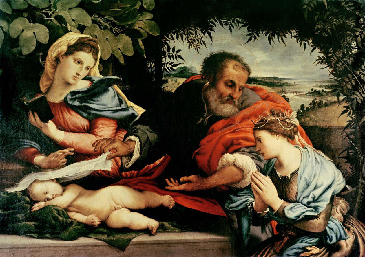 Den heliga familjen med den heliga Katarina av Alexandria, 1533 av Lorenzo Lotto