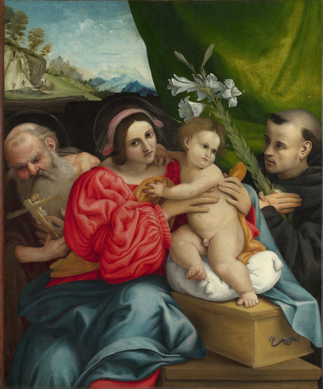 The Virgin and Child with Saints Jerome and Nicholas of Tolentino av Lorenzo Lotto
