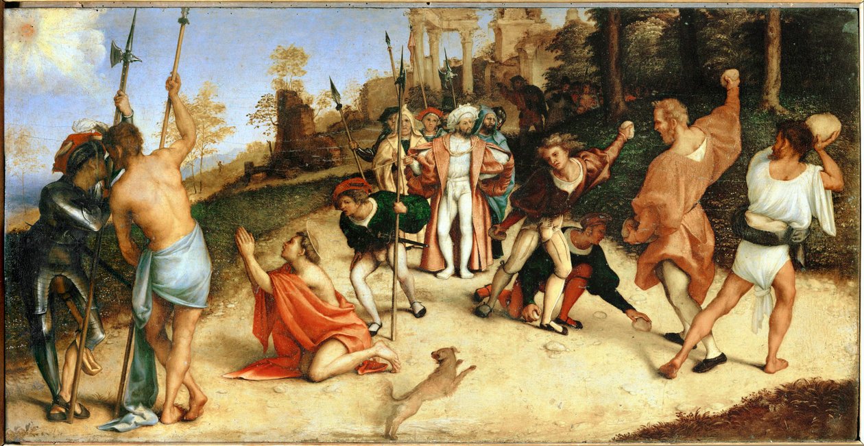 Den helige Stefanus lapidation (målning) av Lorenzo Lotto