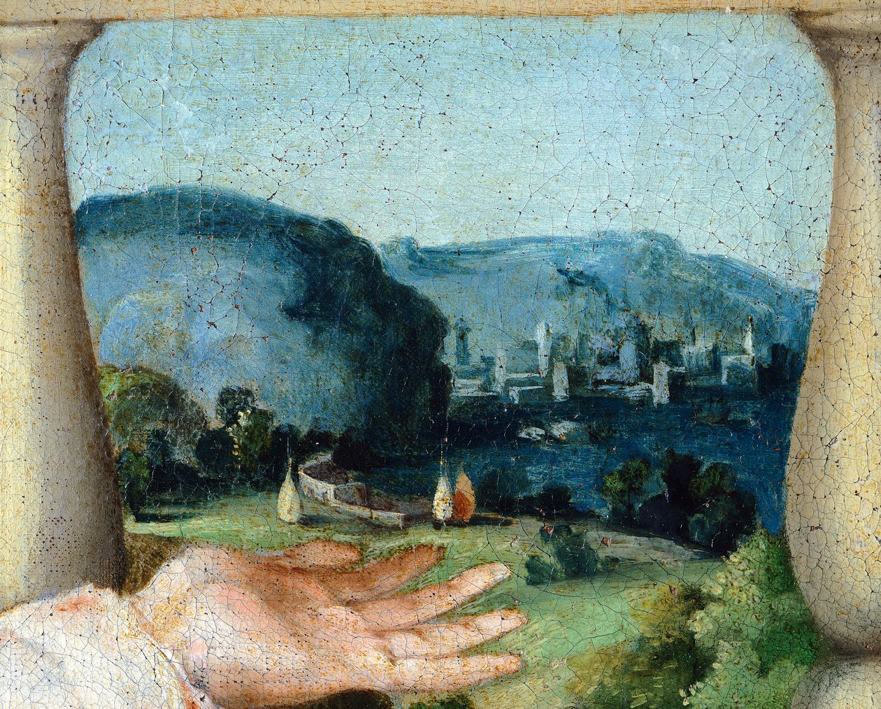 Jungfru i härlighet mellan de heliga Cosmas och Damian av Lorenzo Lotto