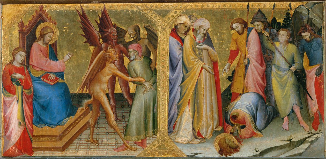 Hermogenes bunden av de djävlar han sände mot Sankt Jakob den äldre ... av Lorenzo Monaco