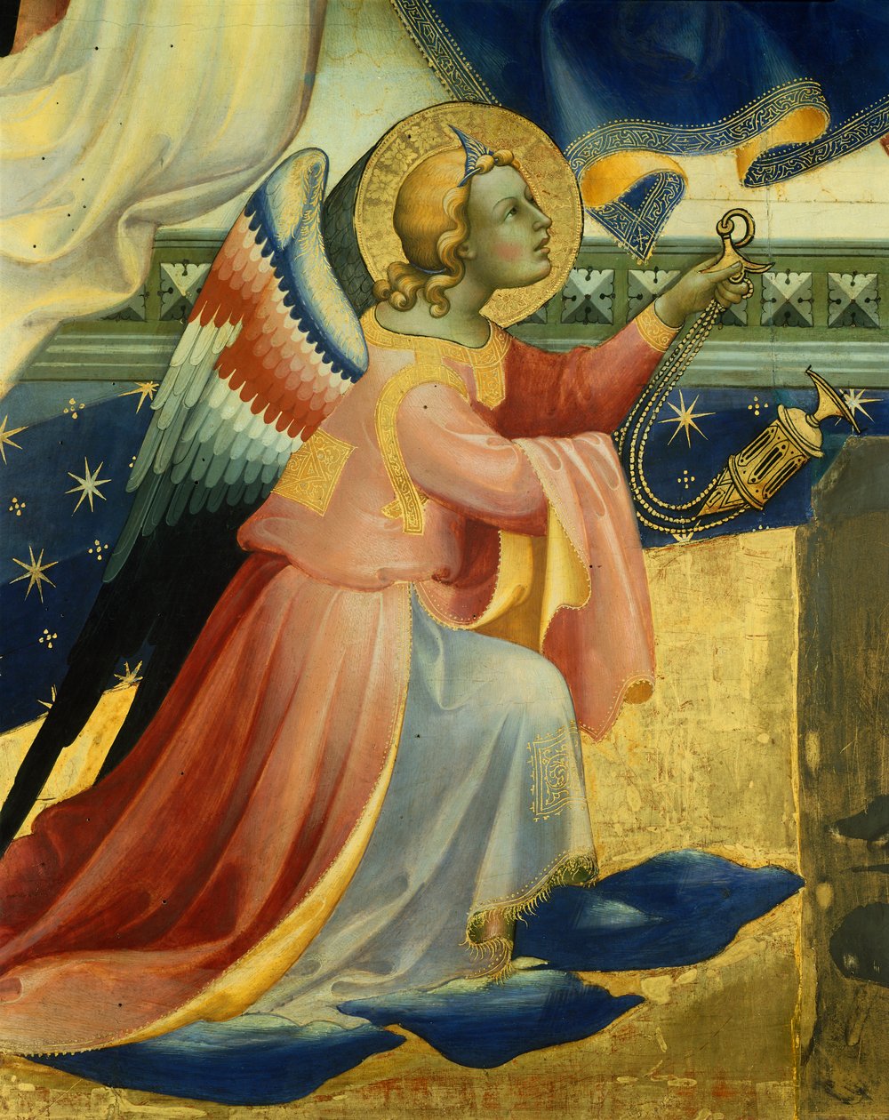Knäängel, detalj från centralpanelen av Coronation of Virgin av Lorenzo Monaco (cirka 1370-1425), tempera och guld på panel, 506x447, 5 cm av Lorenzo Monaco
