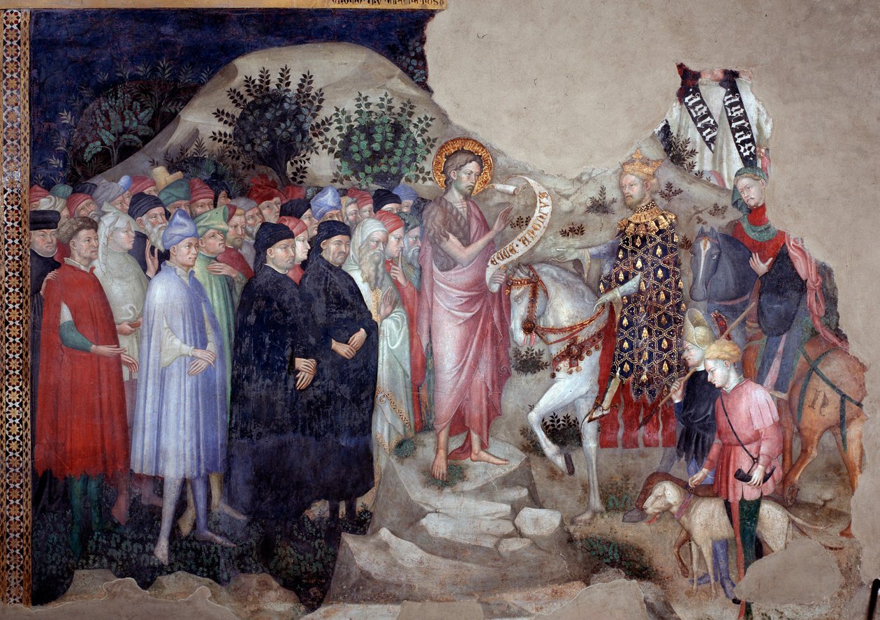 Johannes Döparen predikar (fresk av Lorenzo Salimbeni