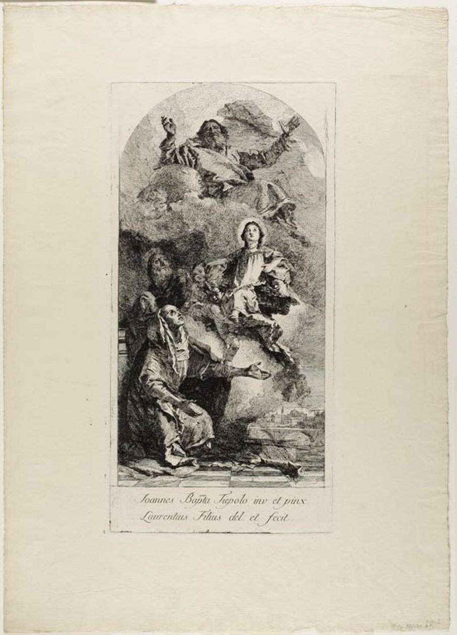 Saint Anne och Saint Joachim erbjuder Jungfru Maria som ett barn till den evige fadern av Lorenzo Tiepolo
